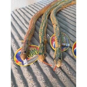 3 Wooden Articulated Jointed Toy Snake Viper 20" Lot Of 3 Realistic Movement